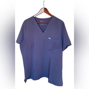 Figs Unisex Charcoal V-Neck Scrub Top